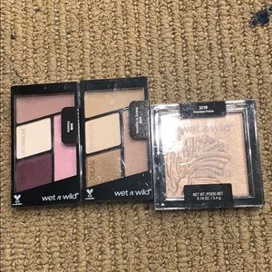 Two eye shadow pallet and a highlighter